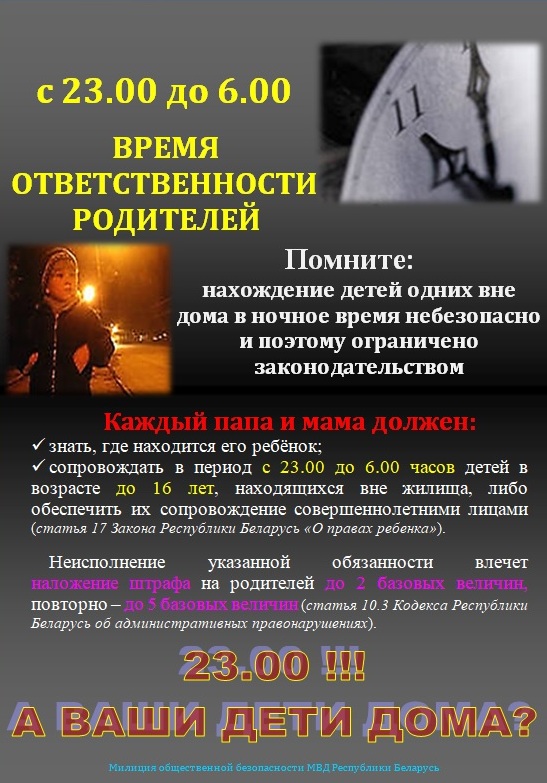 время ответственности родителей